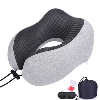 13484A01 Soft Head Car Flight Office Rest Support Memory Foam Travel Neck U Shaped Pillow with Eye Mask Ear Plug Whole Kit