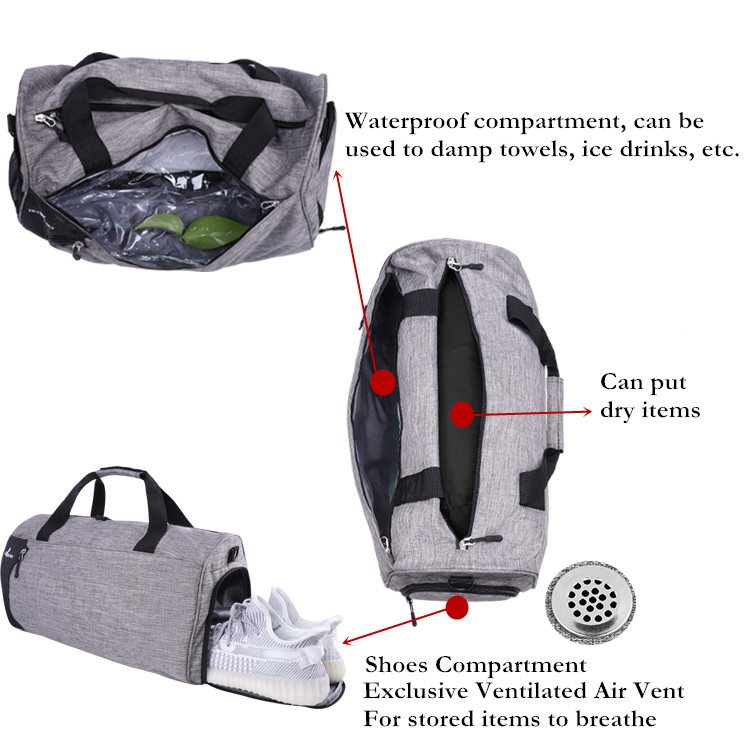 16682 Custom Gym Luggage Duffel Bag Travel Sport with Shoes Compartment 